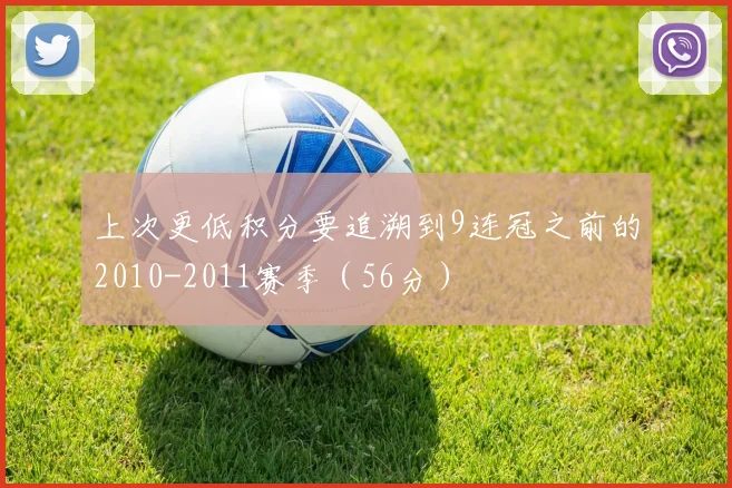 上次更低积分要追溯到9连冠之前的2010-2011赛季（56分）
